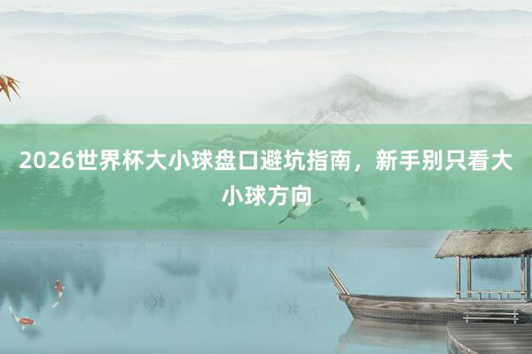 2026世界杯大小球盘口避坑指南，新手别只看大小球方向